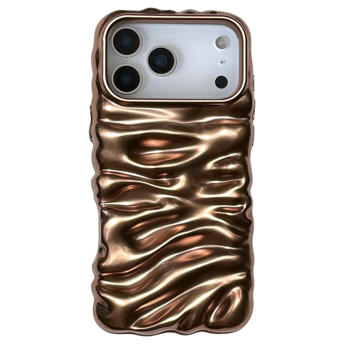 Compatible with iPhone 18 Pro Max Cream Texture Electroplating TPU Full Coverage Phone Case - Matte Gold