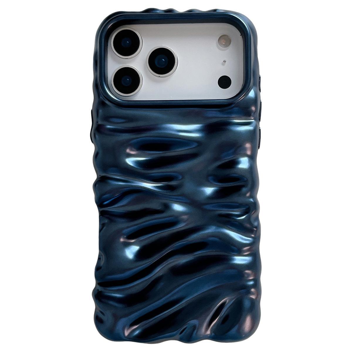 Compatible with iPhone 18 Pro Max Cream Texture Electroplating TPU Full Coverage Phone Case - Matte Blue