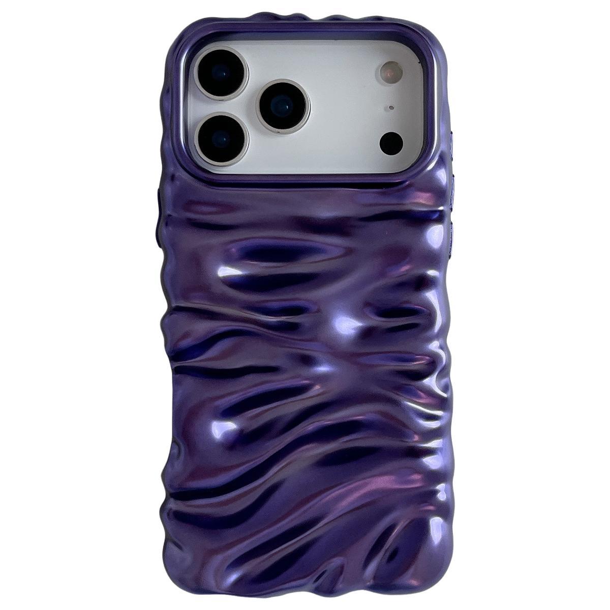 Compatible with iPhone 18 Pro Max Cream Texture Electroplating TPU Full Coverage Phone Case - Matte Purple