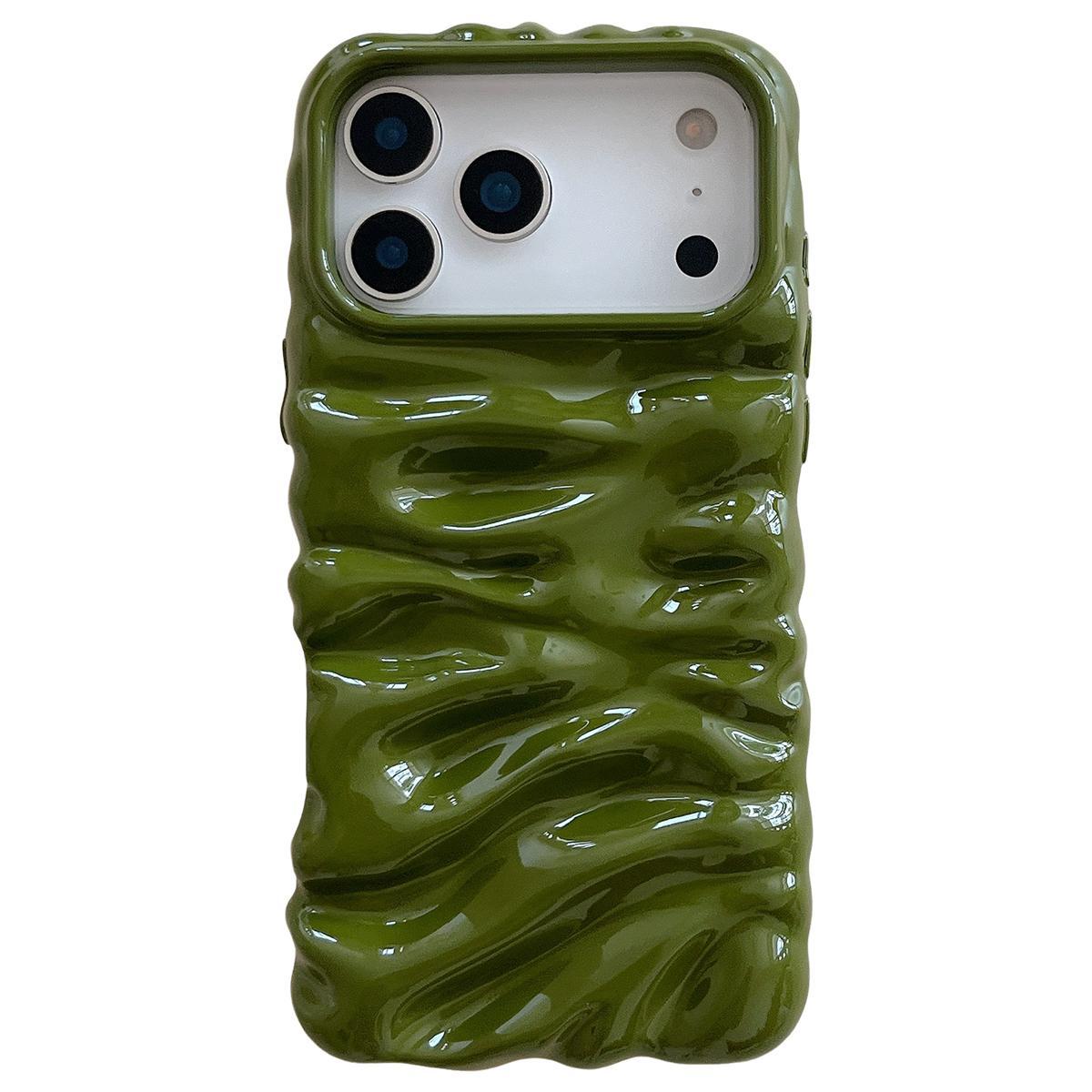 Compatible with iPhone 18 Pro Max Cream Texture Electroplating TPU Full Coverage Phone Case - Army Green