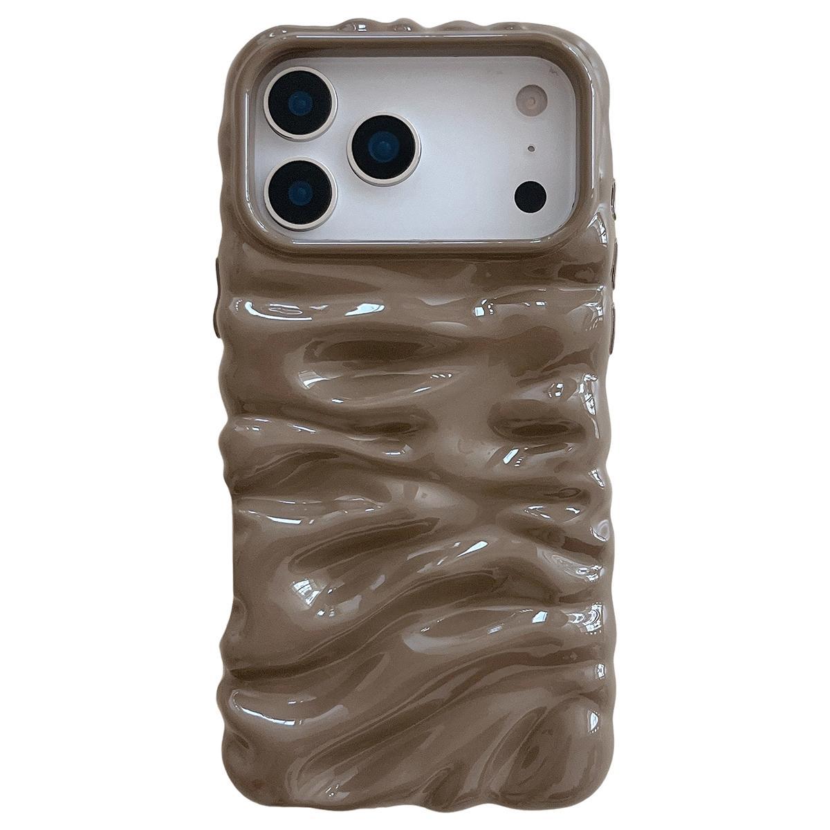 Compatible with iPhone 18 Pro Max Cream Texture Electroplating TPU Full Coverage Phone Case - Khaki