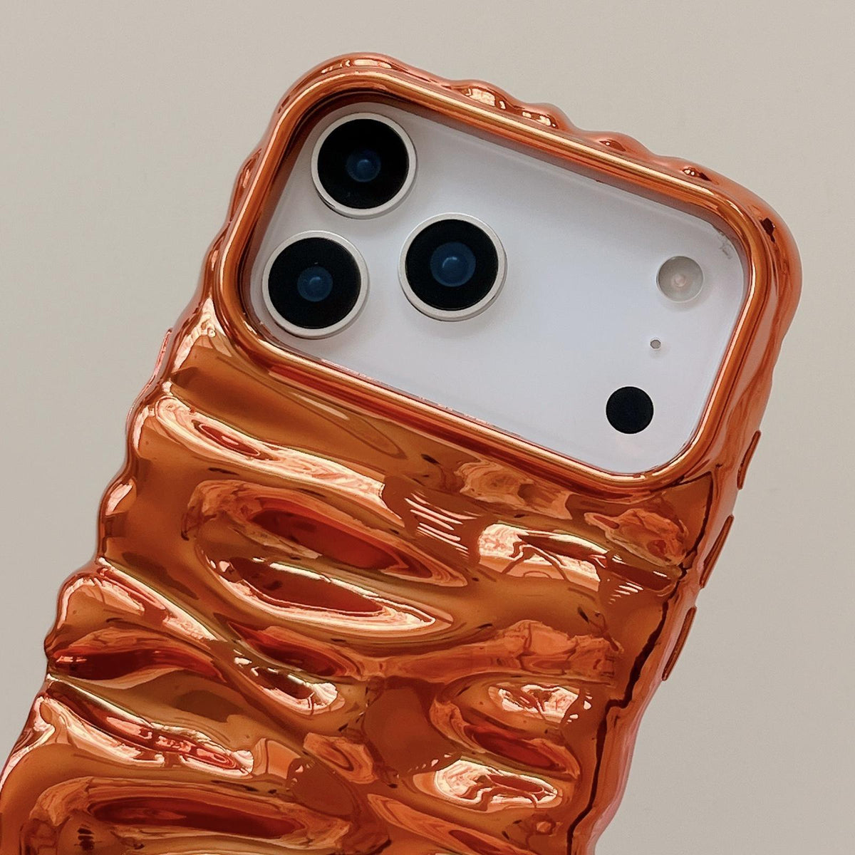 Compatible with iPhone 18 Pro Max Cream Texture Electroplating TPU Full Coverage Phone Case - Orange