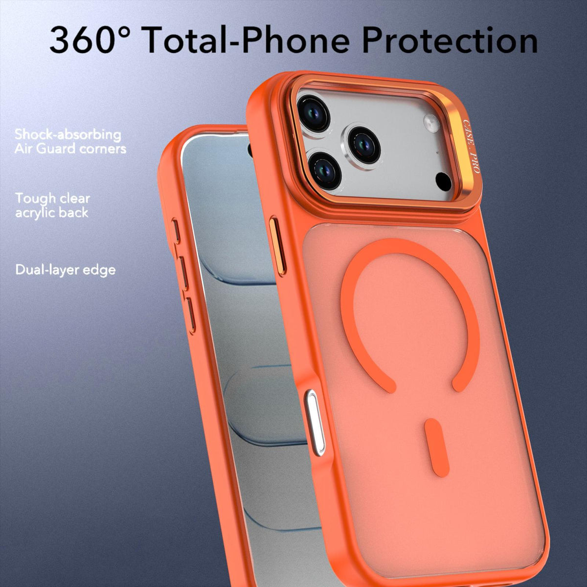 Compatible with iPhone 18 Pro Max Bright Color Frosted Skin-feel Camera Bracket Magsafe Phone Case - Orange