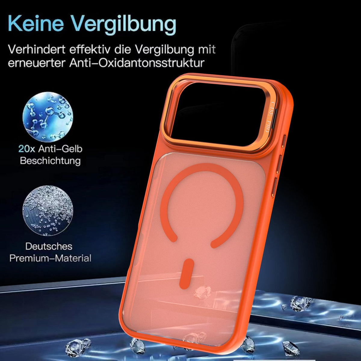 Compatible with iPhone 18 Pro Max Bright Color Frosted Skin-feel Camera Bracket Magsafe Phone Case - Orange