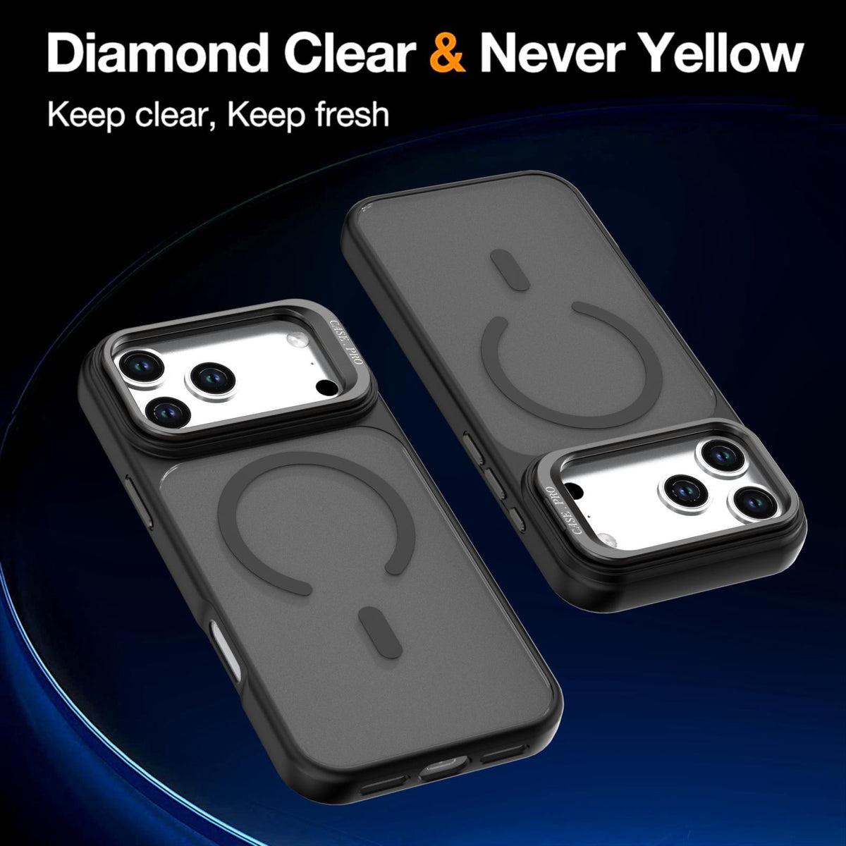 Compatible with iPhone 18 Pro Max Bright Color Frosted Skin-feel Camera Bracket Magsafe Phone Case - Black