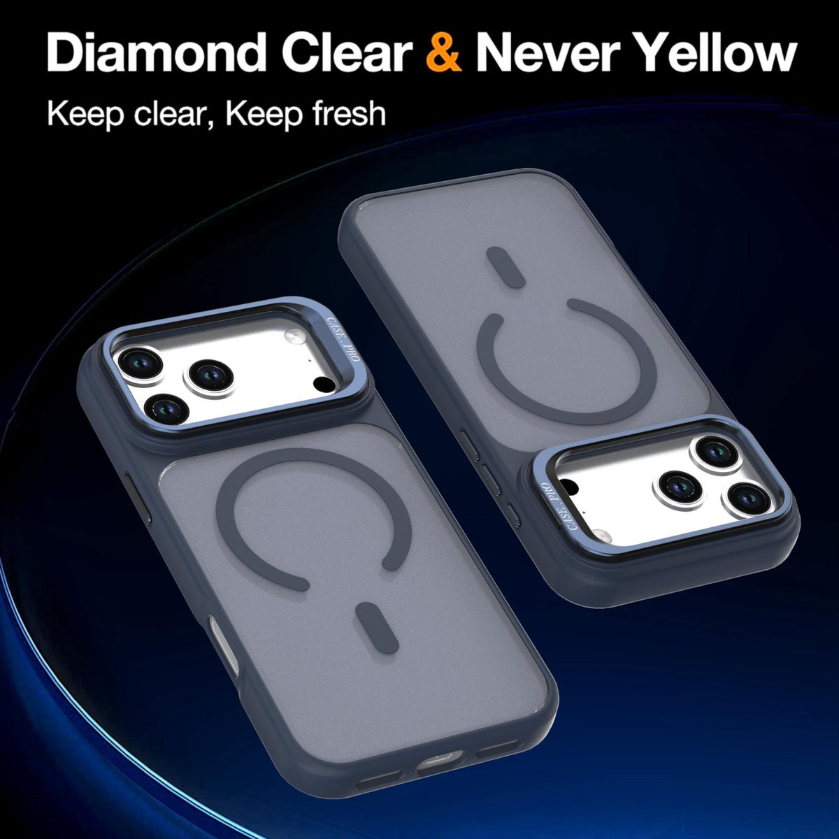 Compatible with iPhone 18 Pro Max Bright Color Frosted Skin-feel Camera Bracket Magsafe Phone Case - Blue