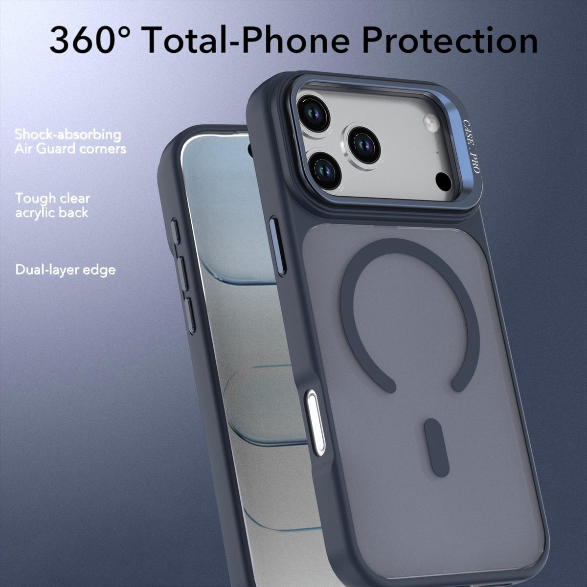 Compatible with iPhone 18 Pro Max Bright Color Frosted Skin-feel Camera Bracket Magsafe Phone Case - Blue