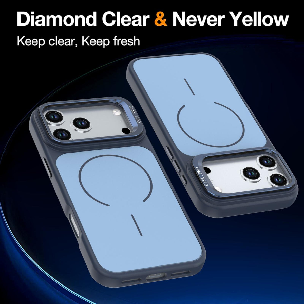 Compatible with iPhone 18 Pro Max Bright Color Contrast Skin-feel Camera Bracket Magsafe Phone Case - Blue