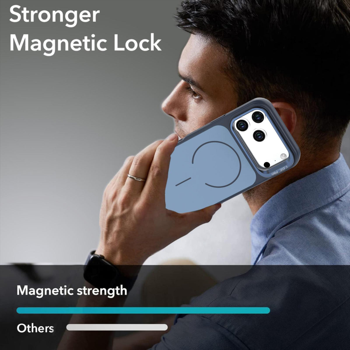 Compatible with iPhone 18 Pro Max Bright Color Contrast Skin-feel Camera Bracket Magsafe Phone Case - Blue