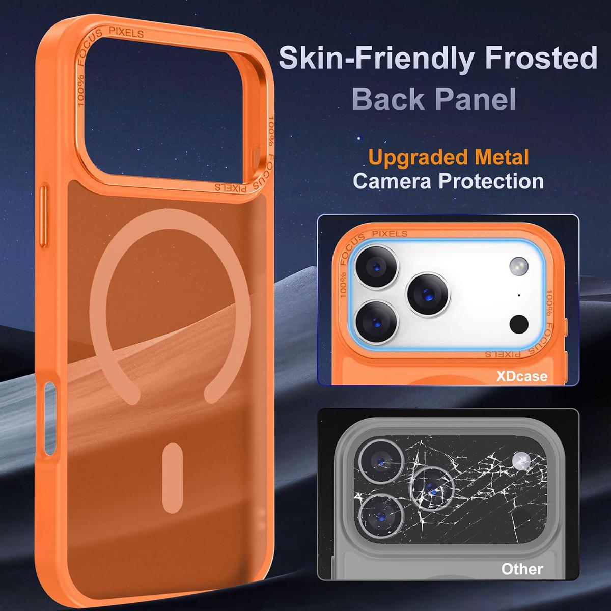 Compatible with iPhone 18 Pro Max XDcase Metal Lens Frame Skin Feel Magnetic Phone Case - Orange