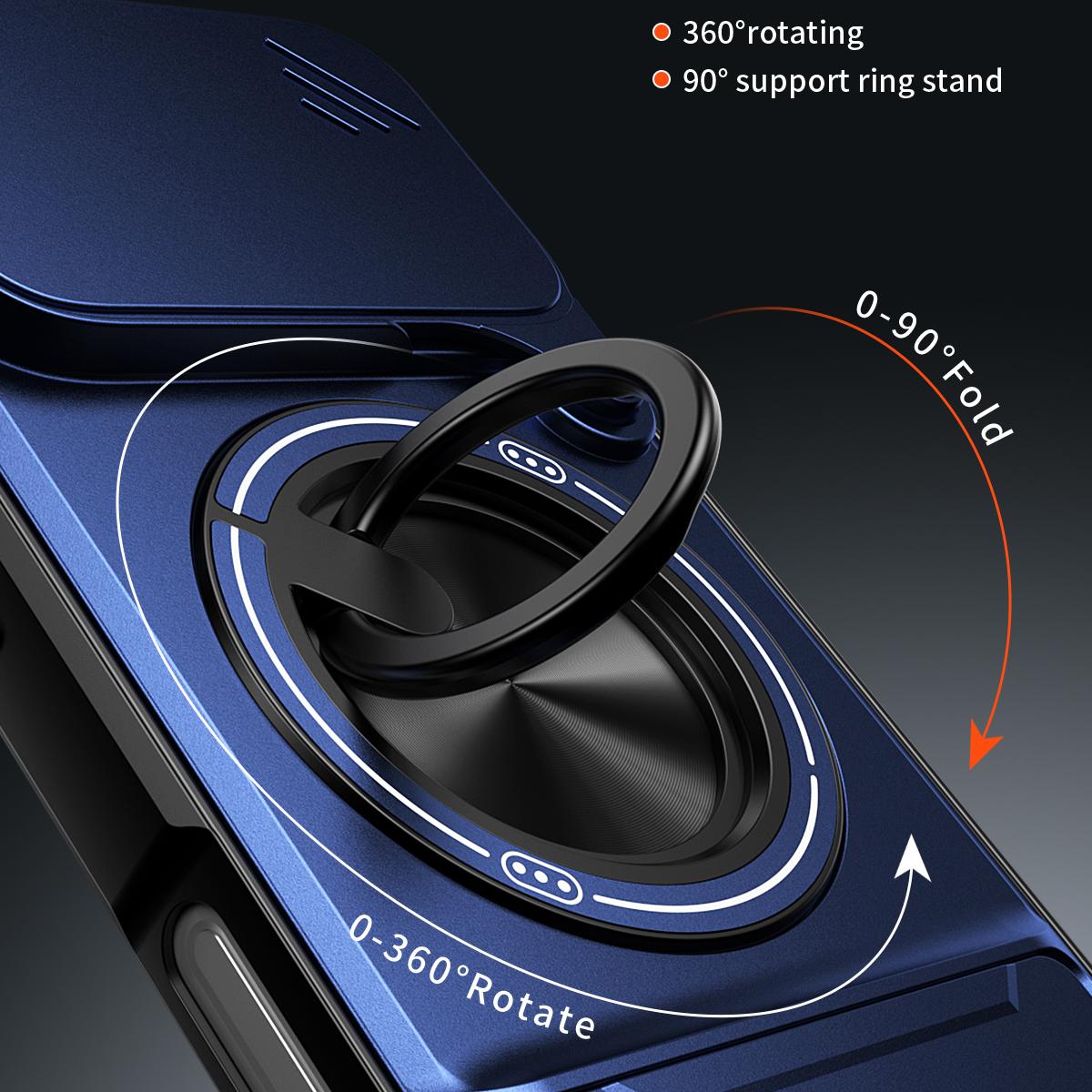 Compatible with iPhone 18 Pro Max Lens Sliding Window Multifunctional Magnetic Shockproof Phone Case - Royal Blue