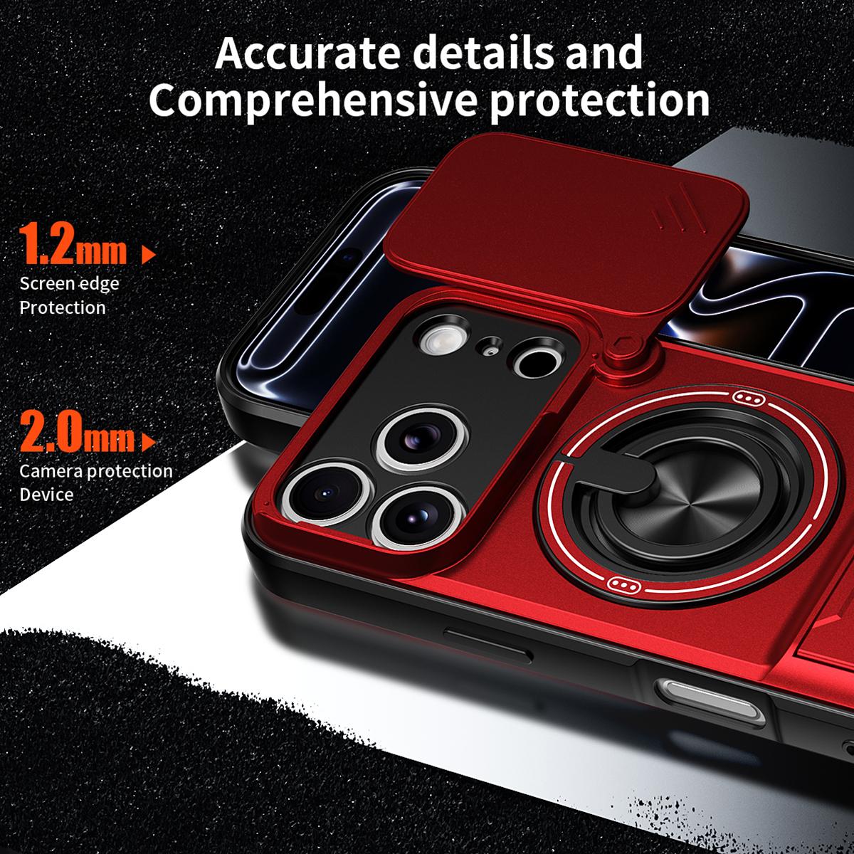 Compatible with iPhone 18 Pro Max Lens Sliding Window Multifunctional Magnetic Shockproof Phone Case - Red