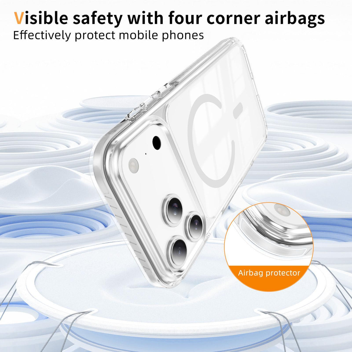 Compatible with iPhone 18 Pro Max Crystal Shield Clear Magnetic Acrylic Dual-Layer TPU Phone Case - White