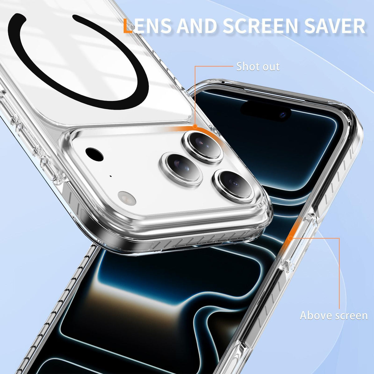 Compatible with iPhone 18 Pro Max Crystal Shield Clear Magnetic Acrylic Dual-Layer TPU Phone Case - Black
