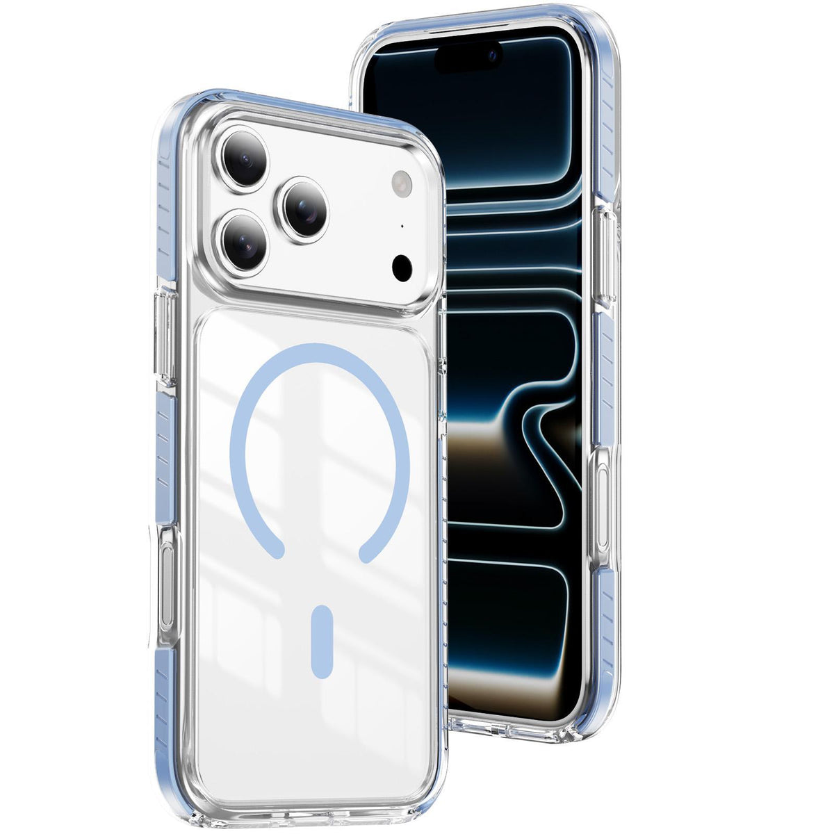 Compatible with iPhone 18 Pro Max Crystal Shield Clear Magnetic Acrylic Dual-Layer TPU Phone Case - Blue