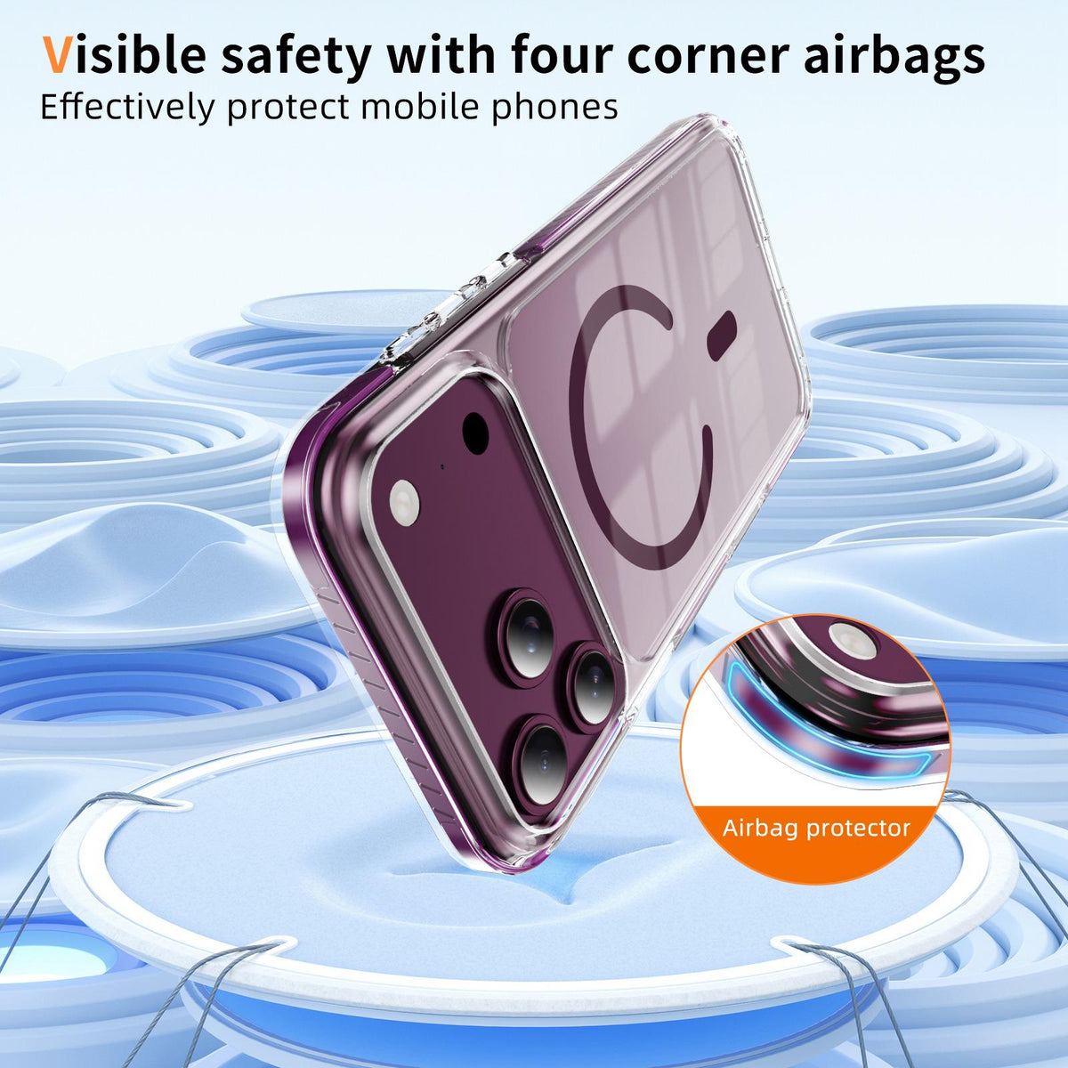 Compatible with iPhone 18 Pro Max Crystal Shield Clear Magnetic Acrylic Dual-Layer TPU Phone Case - Cherry Red