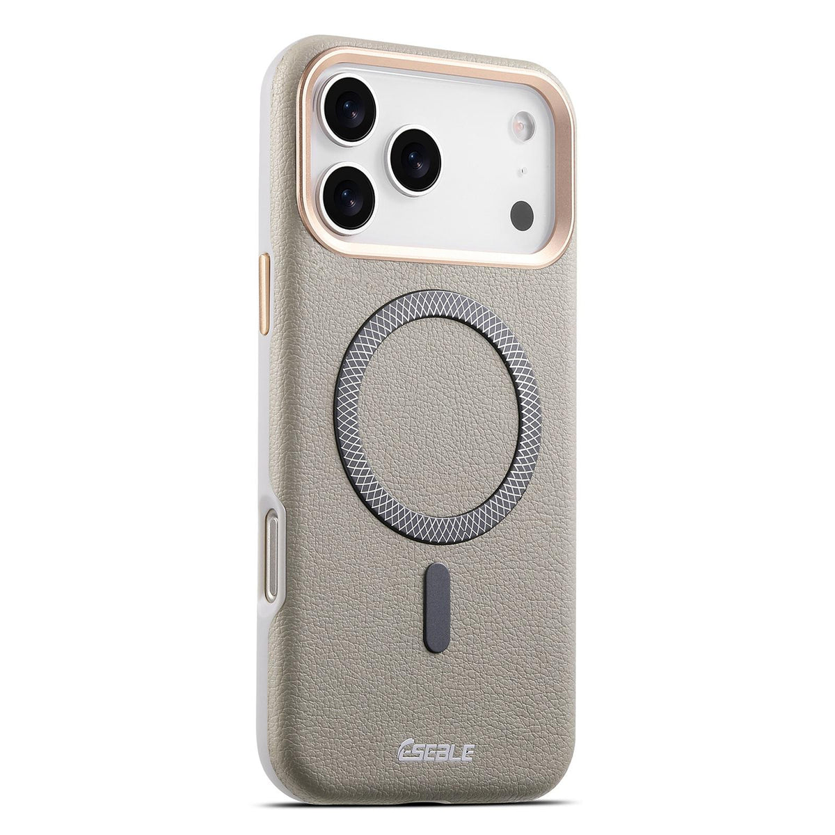 Compatible with iPhone 18 Pro Max & 17 Pro Max ESEBLE L2 Litchi Texture Metal Lens Magnetic Phone Case - Grey