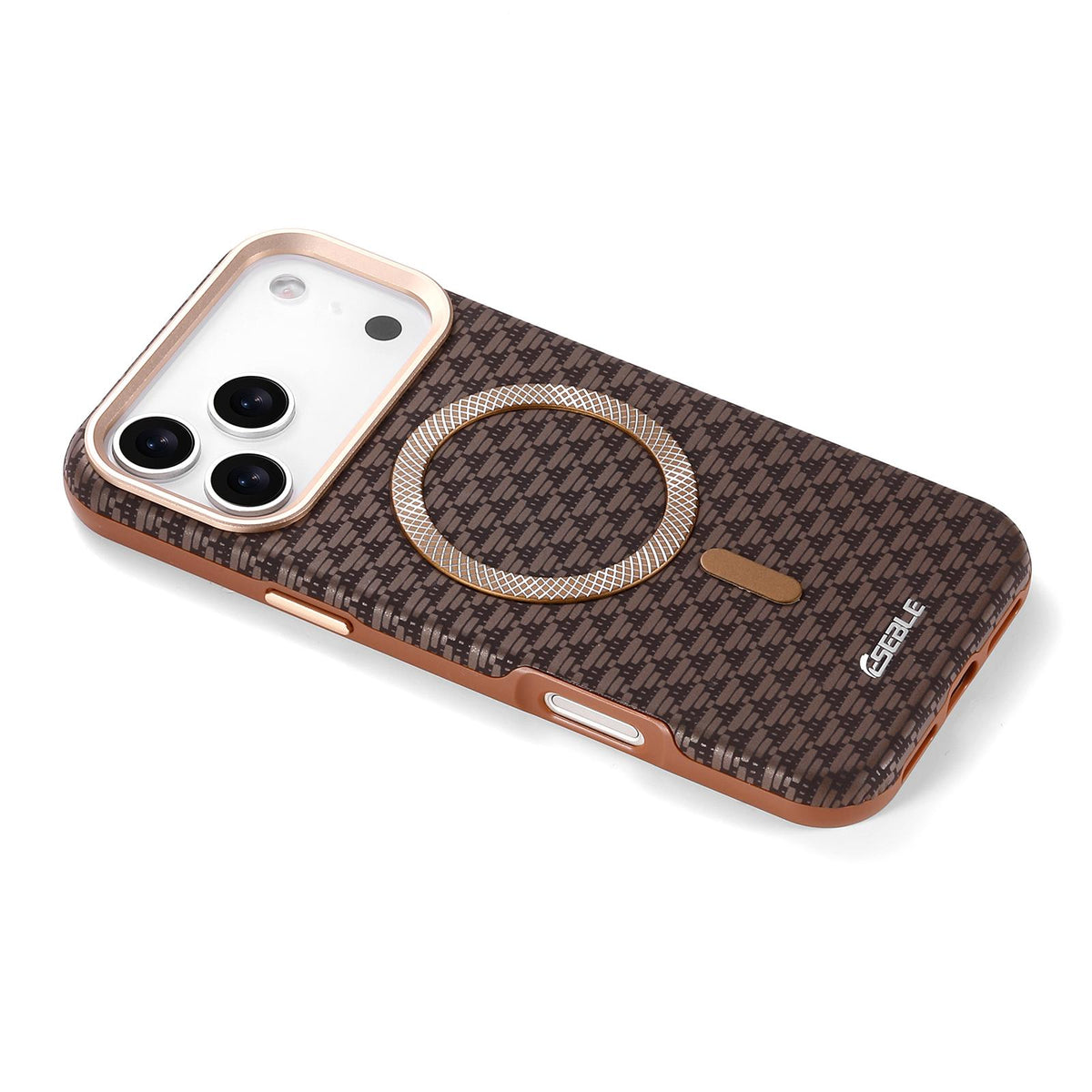 Compatible with iPhone 18 Pro Max & 17 Pro Max ESEBLE L3 Triangular Shield Metal Lens Magnetic Phone Case - Dark Brown