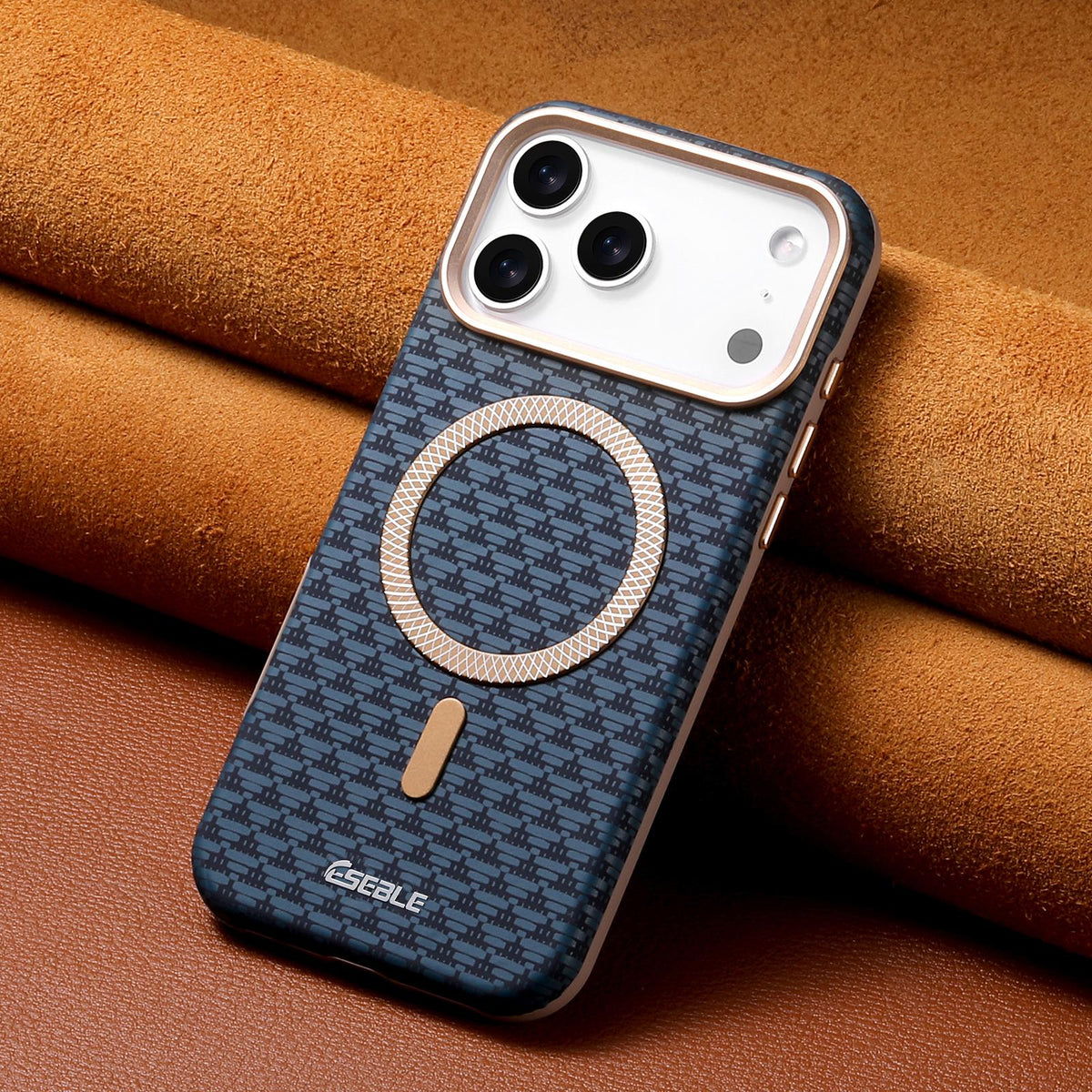 Compatible with iPhone 18 Pro Max & 17 Pro Max ESEBLE L3 Triangular Shield Metal Lens Magnetic Phone Case - Royal Blue
