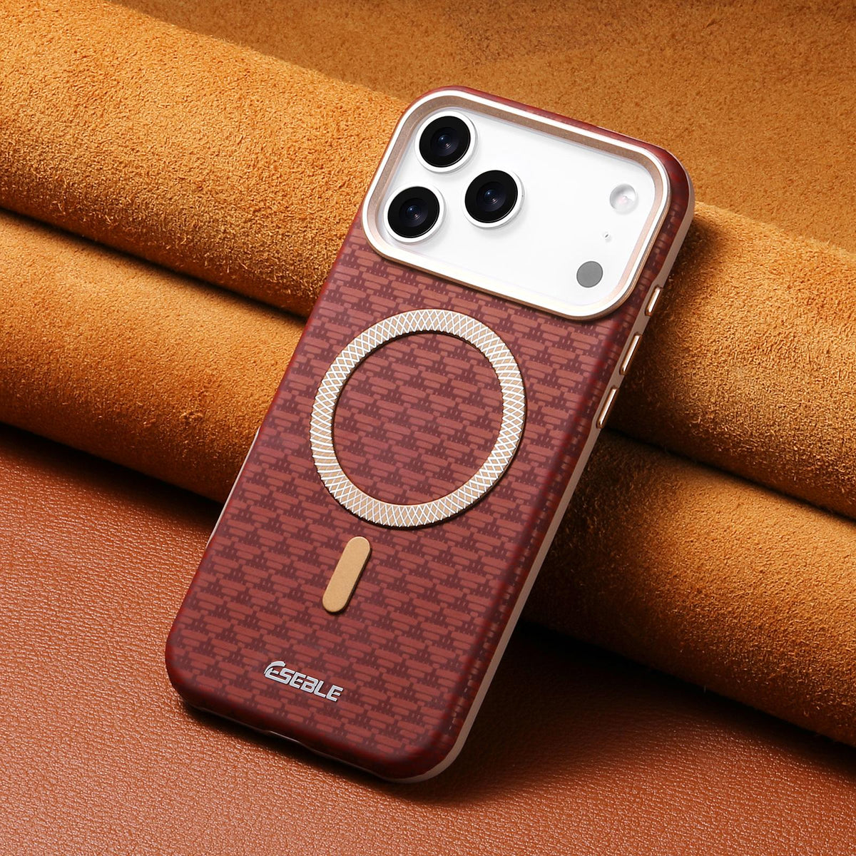 Compatible with iPhone 18 Pro Max & 17 Pro Max ESEBLE L3 Triangular Shield Metal Lens Magnetic Phone Case - Red