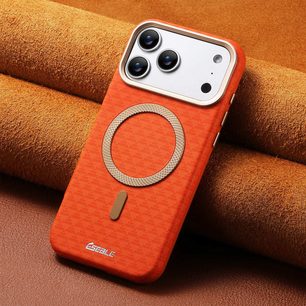 Compatible with iPhone 18 Pro Max & 17 Pro Max ESEBLE L3 Triangular Shield Metal Lens Magnetic Phone Case - Orange