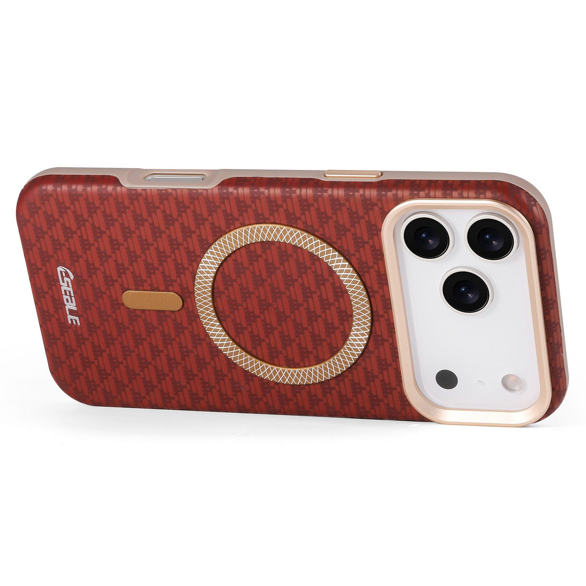 Compatible with iPhone 18 Pro & 17 Pro ESEBLE L3 Triangular Shield Metal Lens Magnetic Phone Case - Red