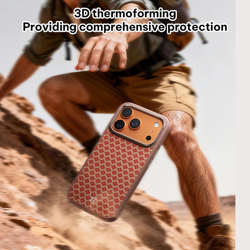 Compatible with iPhone 18 Pro & 17 Pro Benks Y3 Kevlar Diamond Pattern Shockproof Magnetic Phone Case - Orange