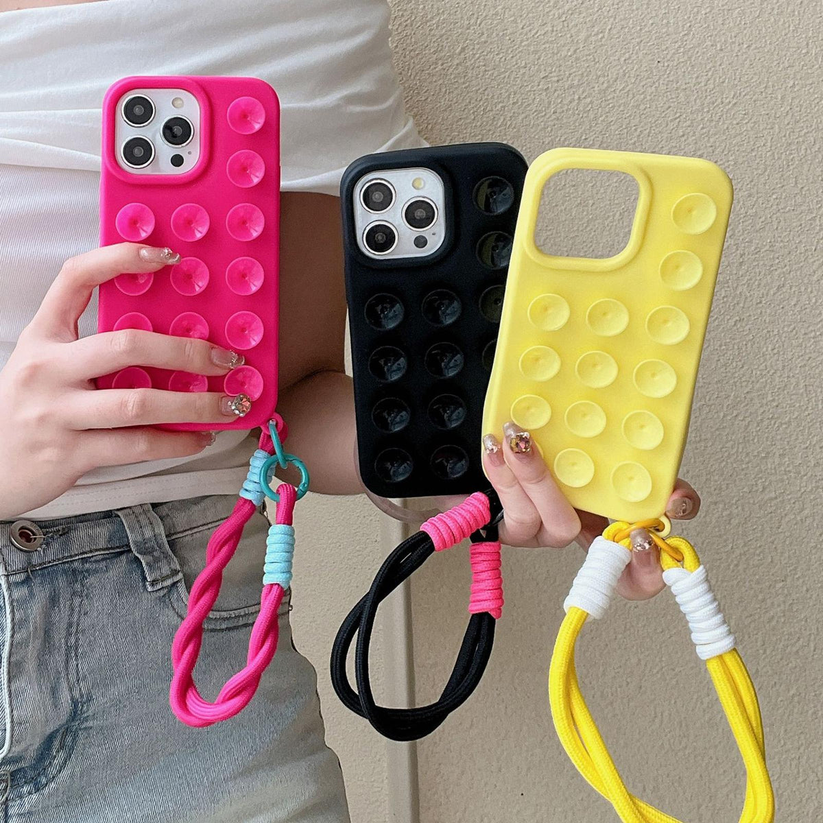 Compatible with iPhone 18 Pro Max & 17 Pro Max Simple Suction Cup Silicone Phone Case with Lanyard - Purple