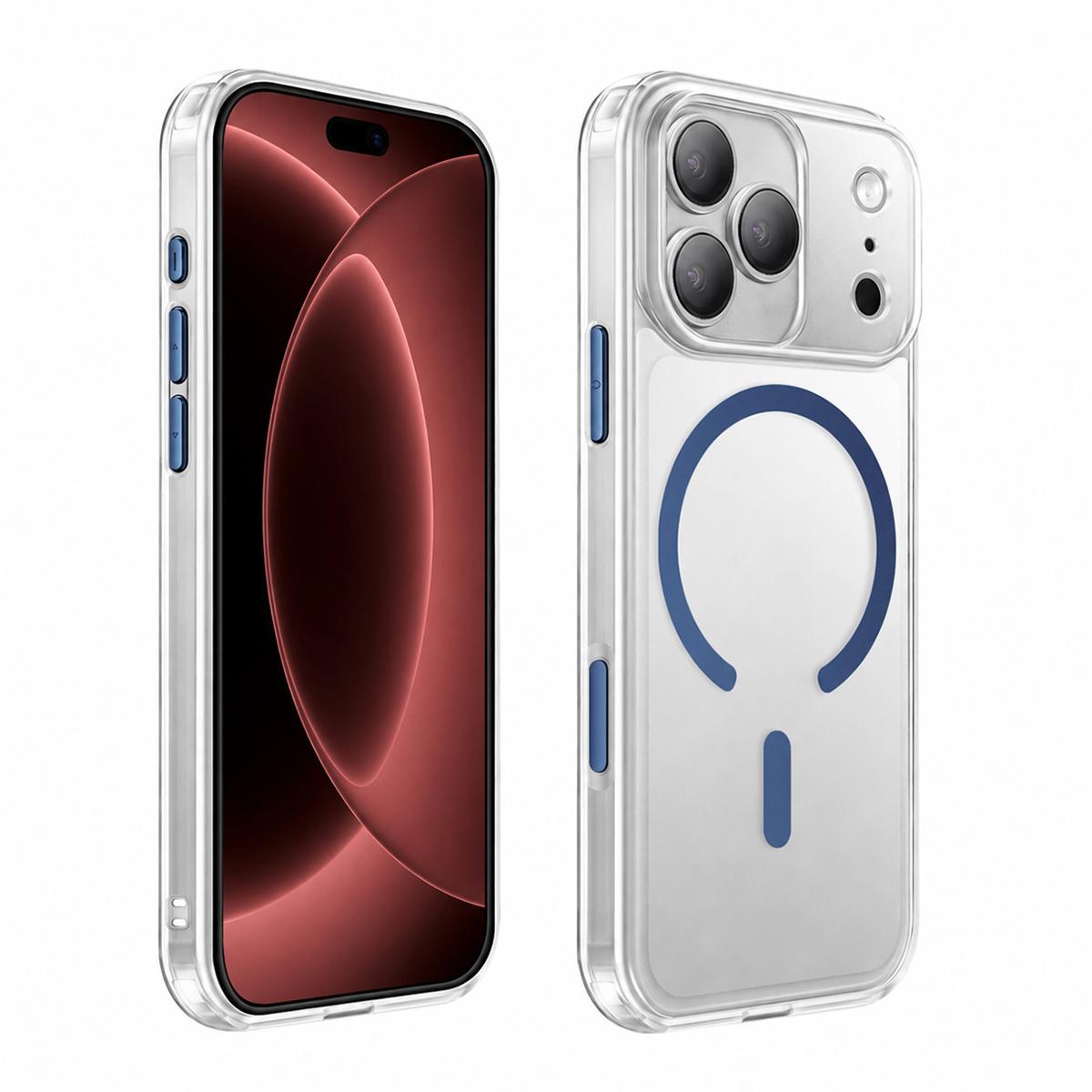 Compatible with iPhone 18 Pro Max XDcase Frosted Transparent Magnetic Shockproof Phone Case - Blue