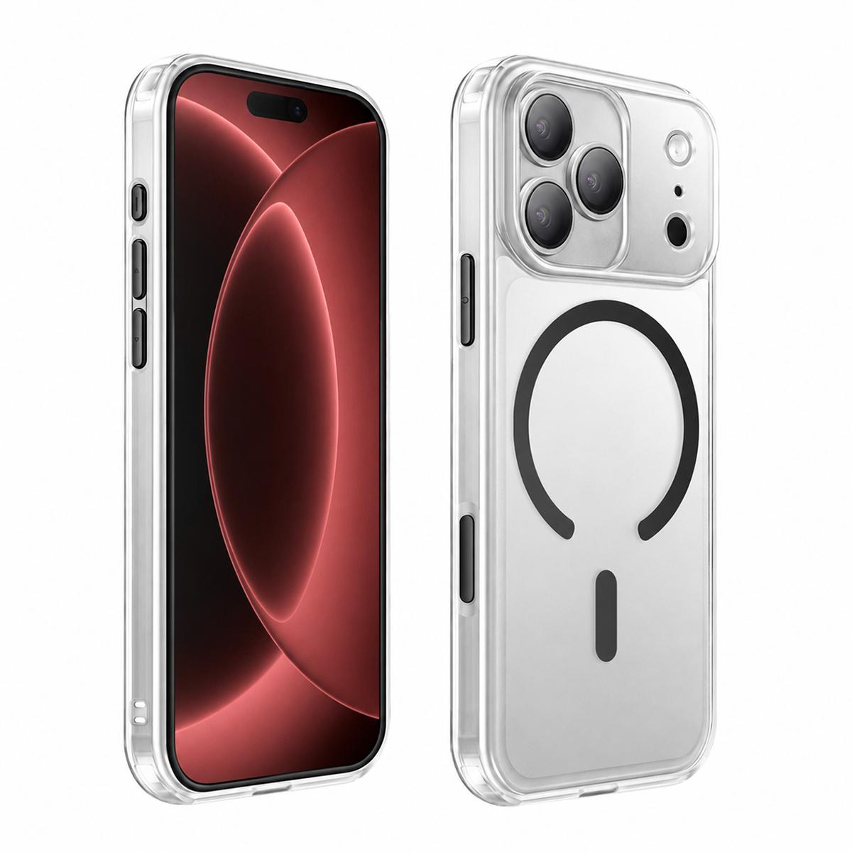 Compatible with iPhone 18 Pro Max XDcase Frosted Transparent Magnetic Shockproof Phone Case - Black