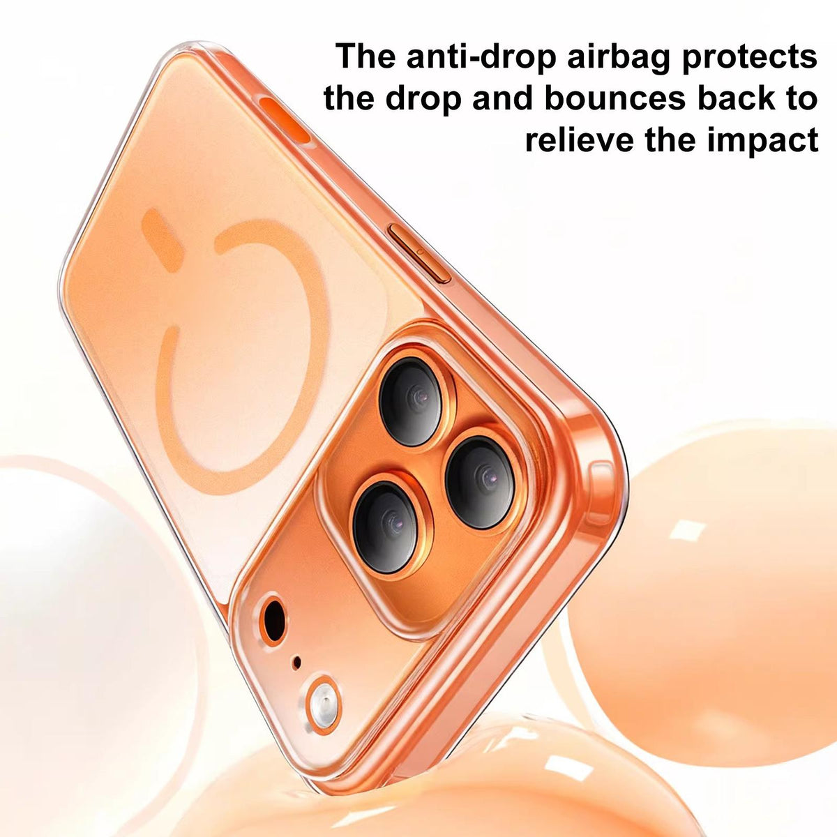 Compatible with iPhone 18 Pro Max XDcase Frosted Transparent Magnetic Shockproof Phone Case - Orange