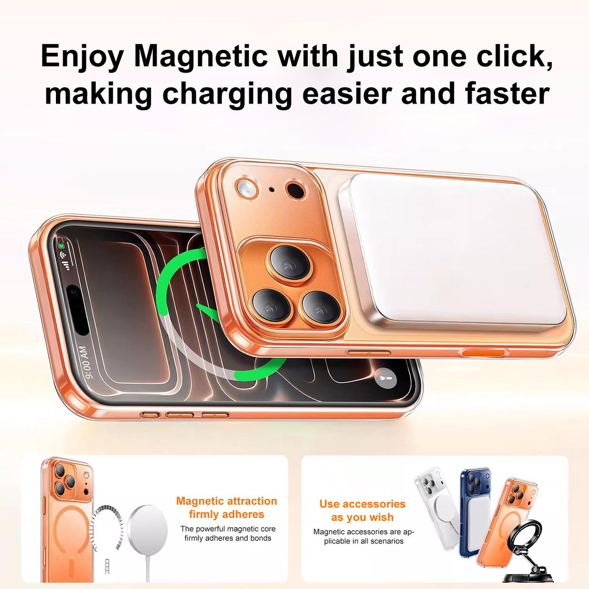 Compatible with iPhone 18 Pro Max XDcase Frosted Transparent Magnetic Shockproof Phone Case - Black