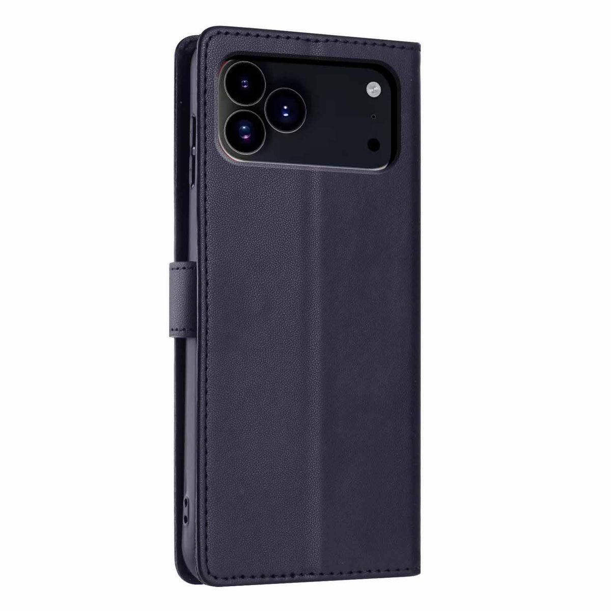 Compatible with iPhone 18 Pro Max Tree Cat Embossed Flip Vegan Leather Phone Case - Dark Blue