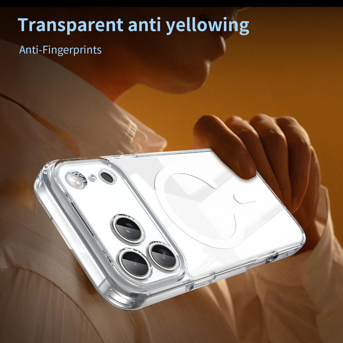 Compatible with iPhone 18 Pro Max PC Dual-Layer TPU Airbag Shockproof MagSafe Phone Case - Transparent
