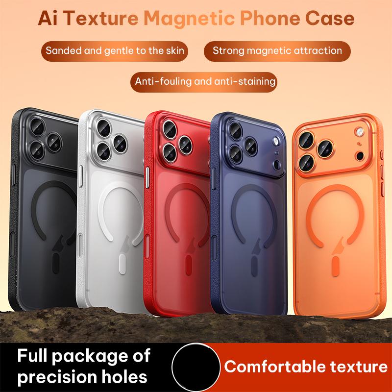 Compatible with iPhone 18 Pro Max Vegan Leather Magnetic Phone Case - Deep Sea Blue