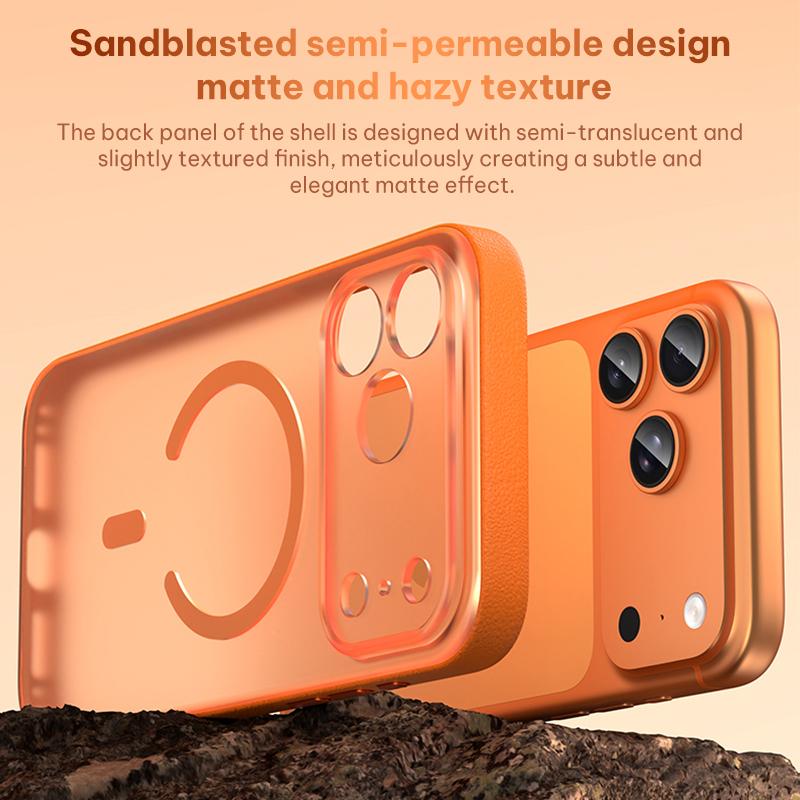 Compatible with iPhone 18 Pro Max Vegan Leather Magnetic Phone Case - Orange