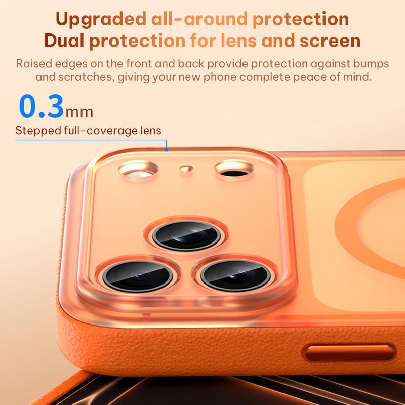 Compatible with iPhone 18 Pro Max Vegan Leather Magnetic Phone Case - Cedar White