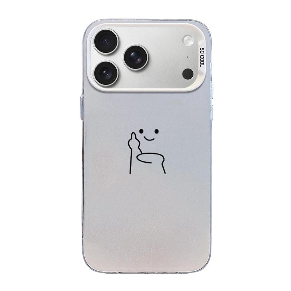 Compatible with iPhone 18 Pro Max & 17 Pro Max Little Man Gestures Colored Silver Frosted PC Dual-Layer TPU Phone Case - Petty People Despise