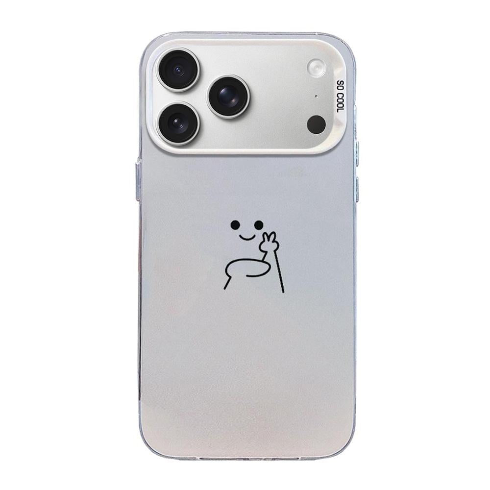 Compatible with iPhone 18 Pro & 17 Pro Little Man Gestures Colored Silver Frosted PC Dual-Layer TPU Phone Case - Little Man Biye