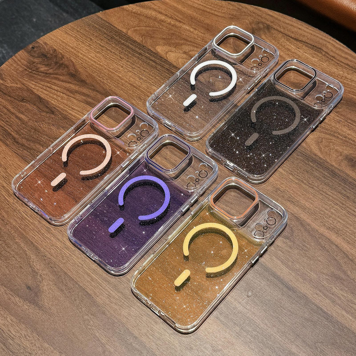Compatible with iPhone 18 Pro Max Crystal Shimmer Acrylic Magnetic Phone Case - Purple