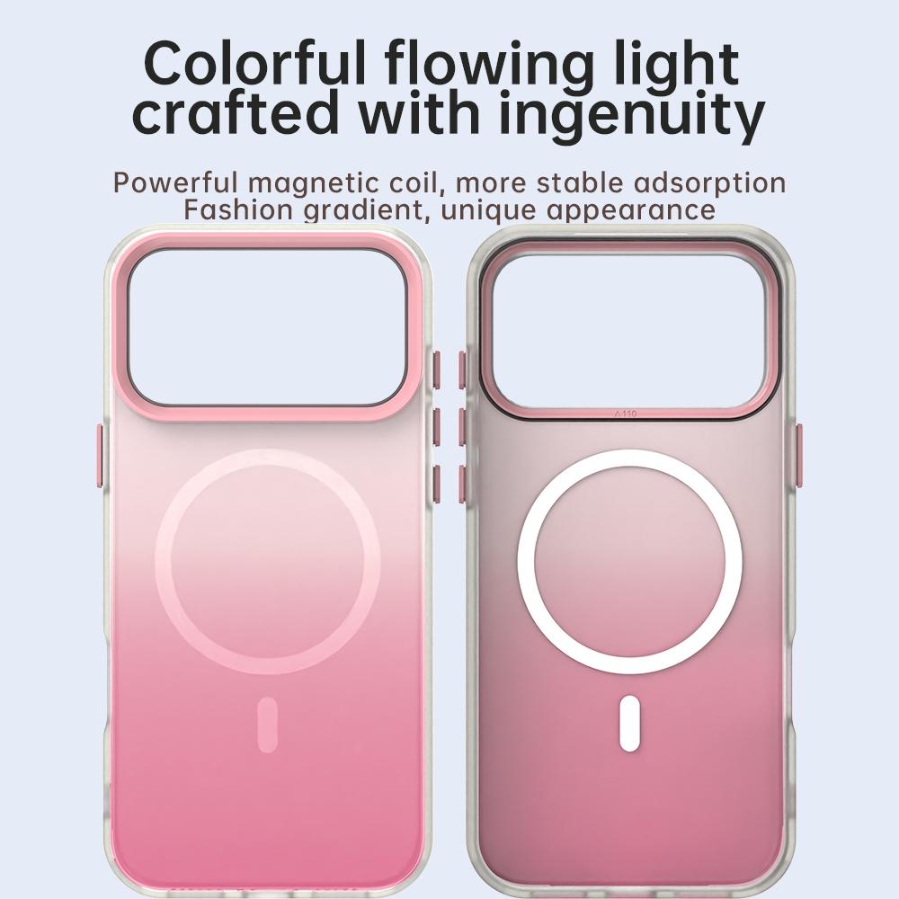 Compatible with iPhone 18 Pro Max Candy Gradient Series 3 in 1 Dual-Layer Magnetic Phone Case - Pink