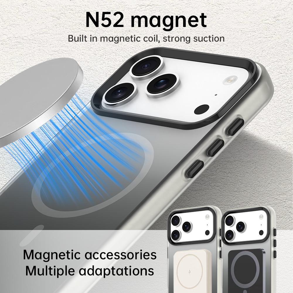 Compatible with iPhone 18 Pro Max Candy Gradient Series 3 in 1 Dual-Layer Magnetic Phone Case - Black