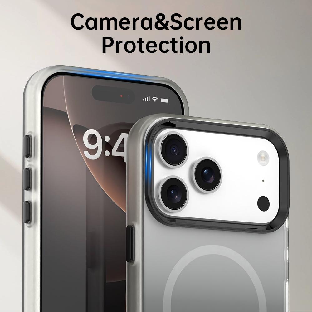 Compatible with iPhone 18 Pro Max Candy Gradient Series 3 in 1 Dual-Layer Magnetic Phone Case - Black