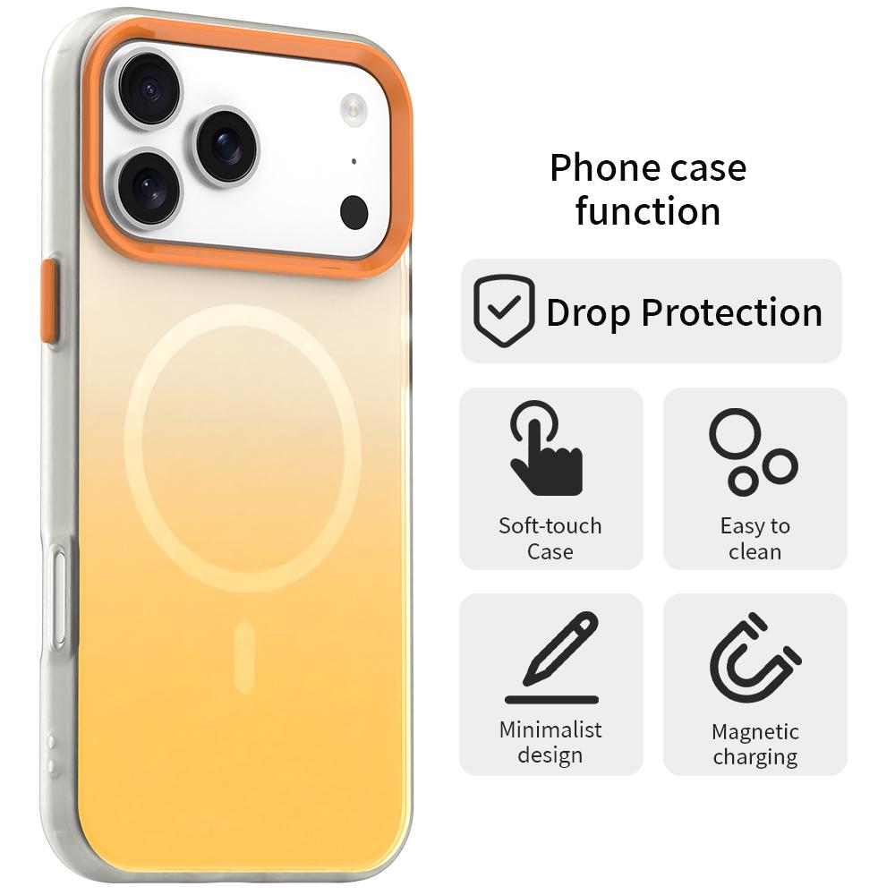 Compatible with iPhone 18 Pro Max Candy Gradient Series 3 in 1 Dual-Layer Magnetic Phone Case - Yellow