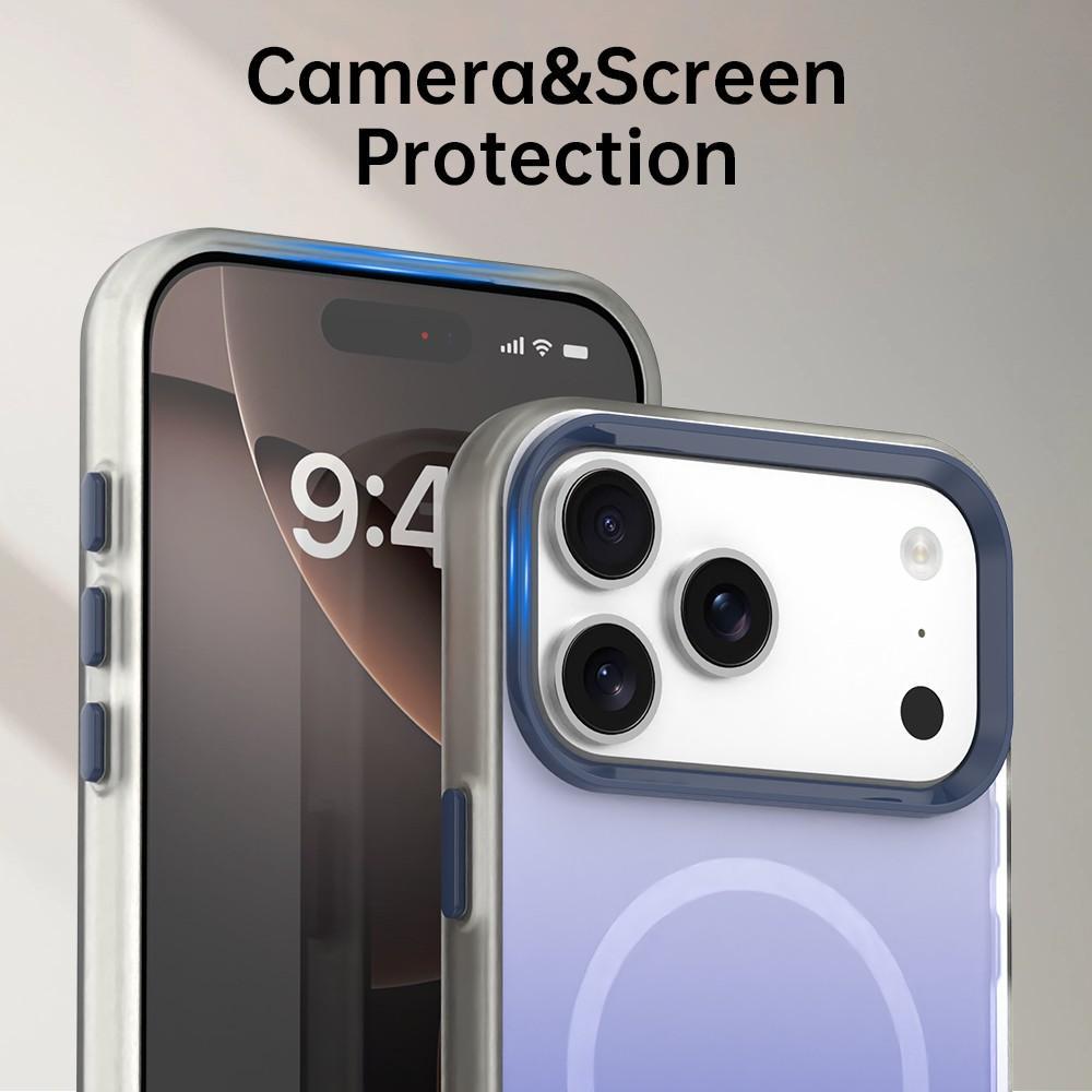 Compatible with iPhone 18 Pro Max Candy Gradient Series 3 in 1 Dual-Layer Magnetic Phone Case - Blue
