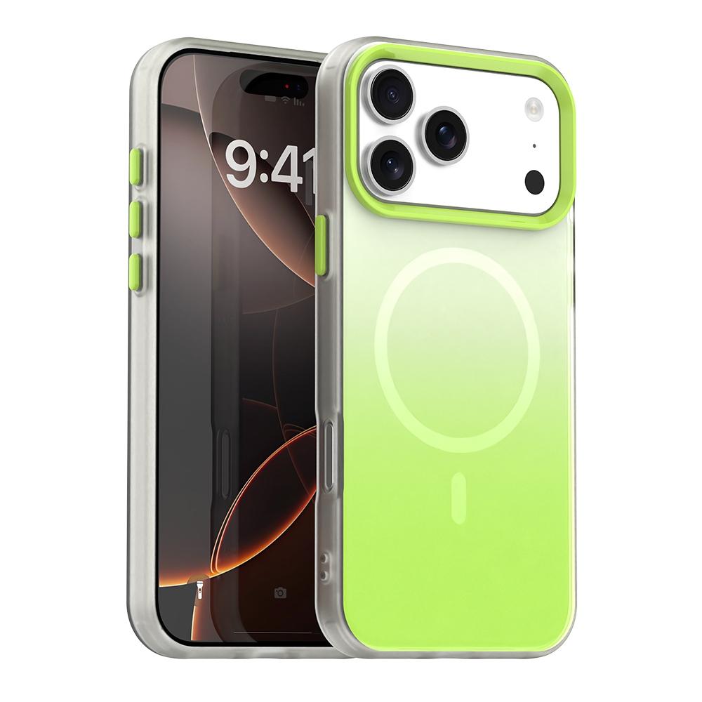 Compatible with iPhone 18 Pro Max Candy Gradient Series 3 in 1 Dual-Layer Magnetic Phone Case - Green