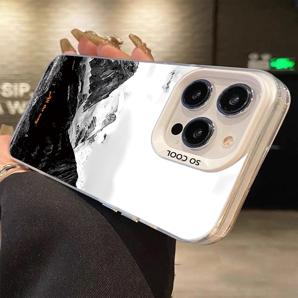 Compatible with iPhone 18 Pro Max & 17 Pro Max Mountain Pattern Color Silver PC Dual-Layer TPU Phone Case - Snow Mountain