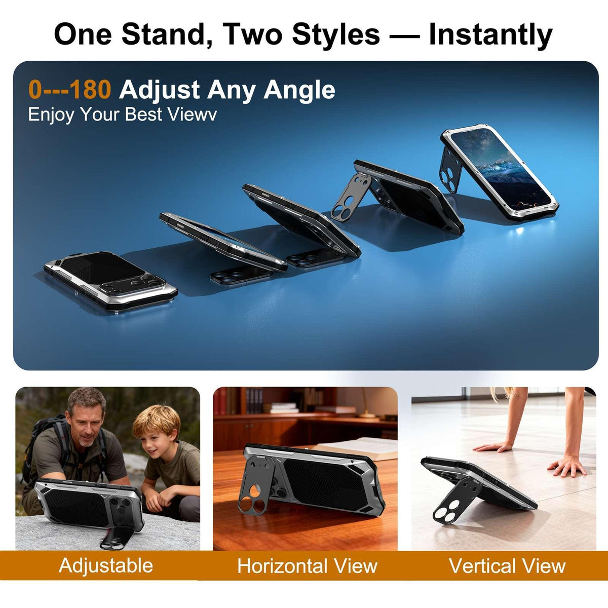 Compatible with iPhone 18 Pro Max Metal Armor Construction IP65 Waterproof Magnetic Phone Case - Silver