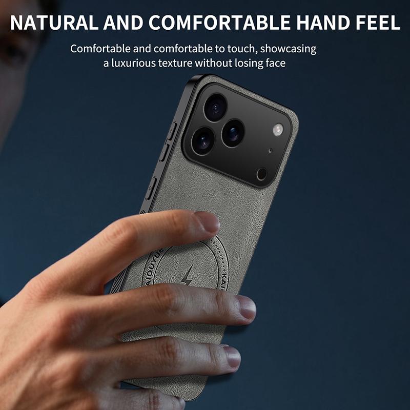 Compatible with iPhone 18 Pro Max WANLONFENG SD Series Nappa Texture Magnetic Phone Case - Black