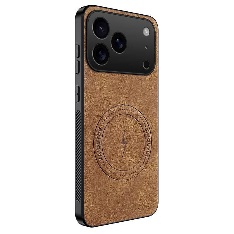 Compatible with iPhone 18 Pro Max WANLONFENG SD Series Nappa Texture Magnetic Phone Case - Brown